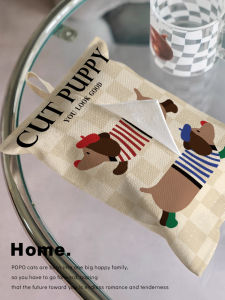Original Sausage Dog Fabric Tissue Box Multi-Functional Hanging Style for Car And Home Living Room Countertop Tissue Holder