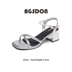 Agsdon | Silver Chunky Heel Fashion Summer Sandals
