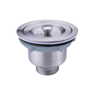 Stainless Steel Sink Drain Strainer Kit Kitchen Drain Assembly with Metal Center Knob Basket Stopper