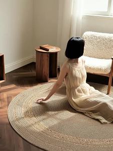 Minimalist Round Carpet for Swivel Chair Anti-scratch