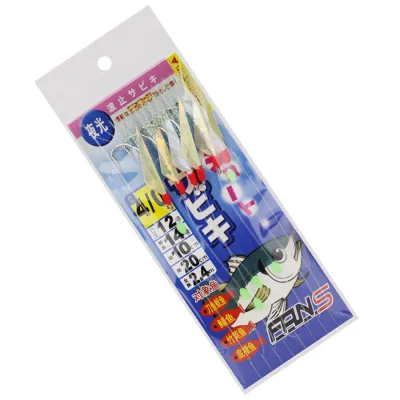 Sabiki Fishing Rigs 6Hook/pack Fish Skin Silk String Hook Fishing Lure Saltwater Freshwater Bait Rig Tackle 1Pack 27#