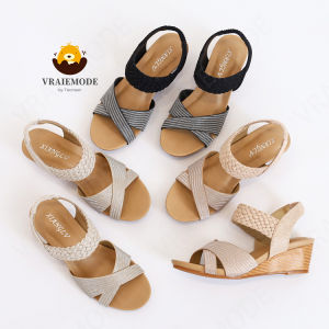 Fashion Wedge Sandals Soft Elastic Band Roman Shoes Light weight Non-slip Womens Sandals Mid-Heel Sandals
