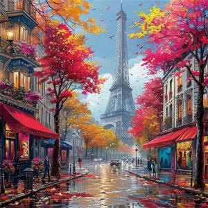 Scenic Autumn Eiffel Tower Paris Landscape Jigsaw Puzzle 500/1024PCS Stress Relief Puzzle Wall Art Decor Gift