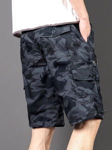 Summer New Mens Casual Cotton Workwear Shorts Loose Fit Fashionable Korean Style Five-Quarter Length Multi-Pocket Leisure Pants