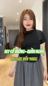 Set bộ đồ tiểu thư bánh bèo BIGSIZE CÔ NHỎ áo thắt nơ ôm eo vải thun xốp cho các nàng Chuppy SET52