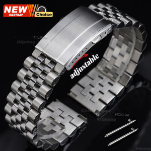 Screw Stainless Steel Strap 20mm 22mm for Jubilee Flat End Five Bead Bracelet for Rolex Watch Band for Seiko Business Wristband