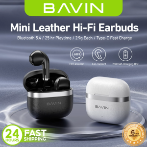 BAVIN BA107 Mini Leather Hi-Fi In-Ear Wireless Earbuds Bluetooth 5.4 w/ Type-C Fast Charging for Smartphones