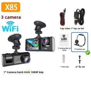 Camera Hành Trình Ô Tô 3 Kênh 1080P Wifi Ứng Dụng Điều Khiển Camera Kép Ghi Hình Video Camera Lùi Cảm Biến G Phát Hiện Chuyển Động Dành Cho Ô Tô