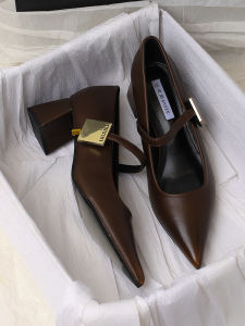 รองเท้า Mary Janes สำหรับผู้หญิง ทรงหัวแหลม ส้นสูง ดีไซน์เก๋ไก๋ สไตล์ฝรั่งเศส รองเท้าส้นแบนแบบสวมสบาย สำหรับใส่ไปงานปาร์ตี้