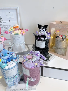 New Kawaii Cartoon Plush Doll Bouquet for Valentines Day Birthday Anniversary & Graduation Gifts