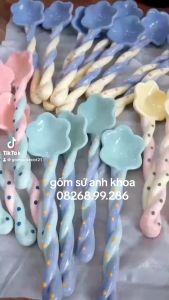 Giá Siêu Rẻ - Thìa cơm gốm sứ Bộ bát đĩa decor siêu đáng yêu cực cao cấp thìa sứ cho gia đình Xinh Yêu dễ Thương