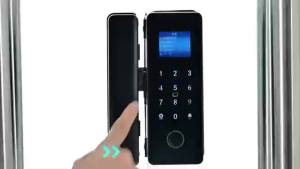 Electronic Digital Lock Fingerprint Glass Door Lock Bluetooth HAHA-Lock App Passcode IC Card Keyless Smart Phone Attendance Lock