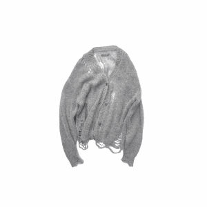 1JINN STUDIO | Mohair Starry Lace-Up Hole Lazy Slightly See-Through Loose Sweater
