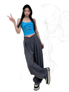 High Waist Straight Leg plus Size Suit Pants Womens Wide Leg Lace Casual Long Pants Slimming Effect Early Autumn Fashion