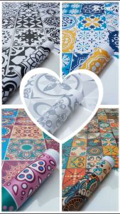 Decal gạch bông dán bếp kích thước 0.6m x 1.0m / tấm không thấm nước keo bám chắc chắn