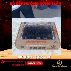 Bếp nướng than dùng 1 lần tiện lợi để nướng đầy đủ thanmồi thanvỉ nướng kẹp gắp cọ quétxiên tre