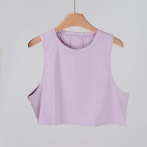 Lulu Same Style Pure Color Muscle Love Loose Leisure Sports Overclothes Short Quick-Drying Sports Sleeveless T-shirt
