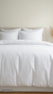 KUNFLOW 1200TC Stripe Combed Cotton Bedsheet Set | Hotel-Style Soft & Smooth | Fitted Sheet Set Single-King
