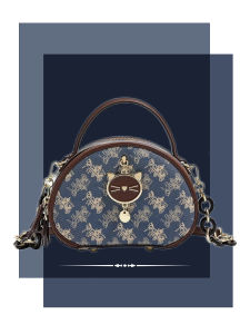 Elegant Floral Print Handbag Small round Womens Bag Versatile Work Bag Single Shoulder Soft PU Leather Casual Commuter Bag