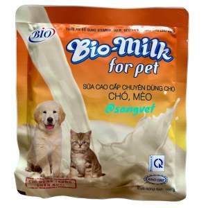Bio Milk for Pet 100G - Sữa thay thế sữa mẹ cao cấp cho chó mèo con còi cọc chậm lớn bỏ ăn do bệnh táo bón