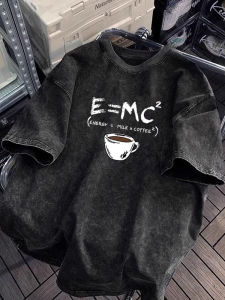 Washed American Style Mens Short Sleeve T-Shirt Summer Vintage Couples Top Half Sleeve Body Cotton Breathable Casual Tee