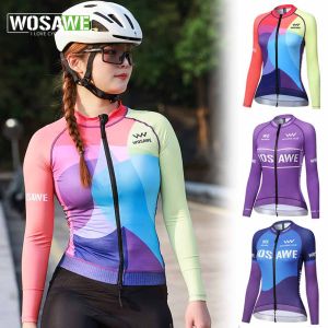 WOSAWE Summer Cycling Jersey: Breathable Sun Protection Long Sleeve Biking Shirt Women Cycling Clothing with 3 Pockets
