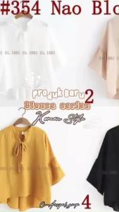 Nao blouse Kemeja Wanita untuk Ekspor dengan desain kerut dan tali leher. Potongan longgar yang memberikan kesan langsing serbaguna dan tetap modis kemeja ini akan menjadi tambahan yang trendi dan bersemangat untuk koleksi pakaian Anda.