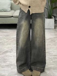 High Waist Wide Leg Jeans Womens Straight Cut Floor Length Slimming Pants for Pear Shaped Body Spring Autumn plus Size