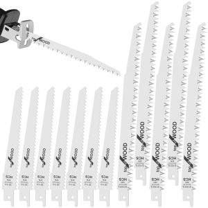 12Pcs Reciprocating Saw Blade 6/9 Inch 6/5TPI High Carbon Steel Pruning Saw Blade Sharp Fast Cutting Saw Blade Woodworking Tool