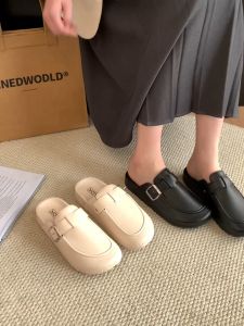 YOTO Flat Slippers On Loafer Classy Fashion Half Shoes Leather Made Shoes for Women