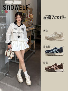 White Thick Bottom De Xin Womens Casual Shoes Breathable Sporty Increased Height Autumn Small Size Versatile Comfortable Shoes