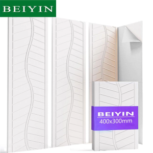 BEIYIN Self-Adhesive Acoustic Panels 40x30x0.9cm Fishbone Pattern Soundproof Wall Tiles Polyester Fiber NRC 0.87 for Home Studio Office Bedroom Sound Absorption