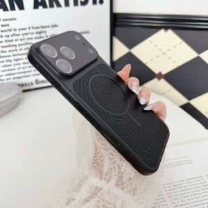 Luxury Wireless Charging Cooling Mesh Holes Case For iPhone 17 Air 16 15 14 13 12 Pro Max Plus Shockproof Hard Macaron Cover