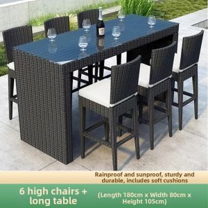 TENGFUZI | Outdoor Rattan High Chair Bar Set