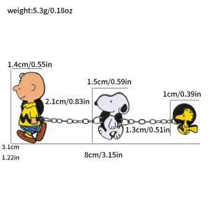 Bandai | Snoopy With Chain Badges Enamel Pins Cartoon Brooch Lapel Pins for Backpack Clothes Badge Cute Fans Gifts