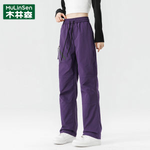 Casual Straight Leg Workwear Trousers for Women Spring Autumn 2025 New Style Hiking Trousers with Drawstring Woodland Forest Theme