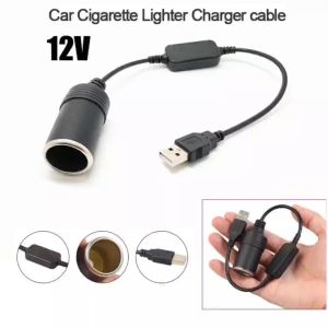 USB A Male to 12V Car Cigarette Lighter Socket Female Cable Converter 35cm