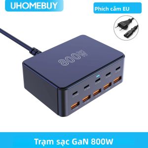 Sạc Nhanh GaN USB-C 800W Trạm Sạc 10 Cổng Hỗ Trợ 100W PD3.0 PPS QC3.0 Dành Cho iPhone 16/15 Samsung MacBook Pro Laptop Máy Tính Bảng