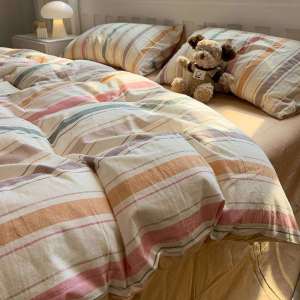 Simplicity Stripe Washed Cotton Bedding 4-piece Set