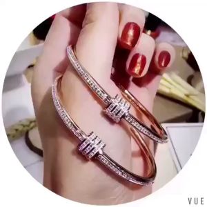 Cod Gelang Tangan Bangle Roll Mata Elegan Wanita Bahan Titanium Rose Gold Anti Karat Emas Perhiasan Stainless Bracelets
