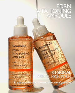 Genabelle PDRN VITA Toning Ampoule 30ml and 70ml | PDRN Ampoule Vitamin C Brightening Serum Dark Spot Corrector Hyperpigmentation Care Hydrating Face Serum Skin Plumping Ampoule Fine Line Care Hypoallergenic Korean Skincare