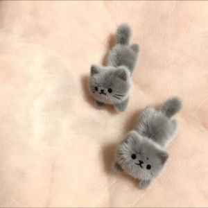 Cute Fluffy Plush Blue Cat Stud Earrings for Women New Trending Sweet Niche Design Sense Fashion Jewelry Exquisite Accessories