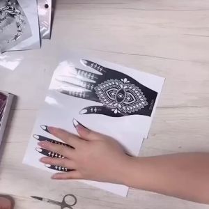 Cetakan Henna Tangan Stensils Henna Full Hand Sepasang