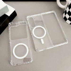 MagSafe Ring Z Flip 5 & 6 Clear Shockproof Case: Transparent Anti-Fall Protection