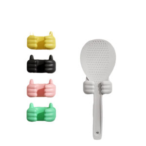 Wall-Mounted Rice Spoon Storage Rack Silicone No-Punching Design Kitchen Cooking Utensil Holder for Electric Rice Cooker