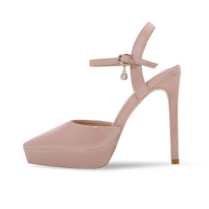 Womens Hollow Head Sandals High Heels Comfortable Leather Waterproof Platform Low Cut Fashionable Casual Cross Buckle