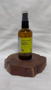 Herbal Sense Organic Castor Oil for Hair  and Skin Treatment Hexane Free Amber Glass Bottle