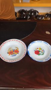 PROMO Piring Enamel Piring PJM139-140 Makan Enamel Piring Jadul Motif Bunga Classic Tempat Wadah Makanan Buah Sayur Lauk