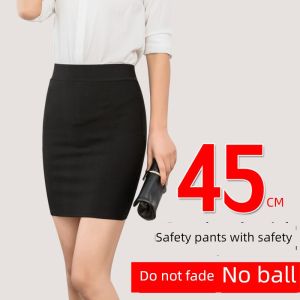 High Waist Mid-Length OL Skirt Spring Autumn Work Skirt Elastic A-Line Midi Skirt Black Business Skirt Polyester Blend