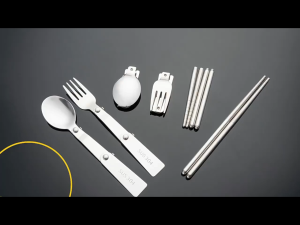 3pcs/set Foldable Stainless Steel Spork Flatware with Carrying Case for Travel Outdoor Activities